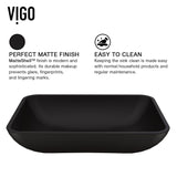 VIGO Sottile MatteShell Rectangular Vessel Bathroom Sink/Basin with Deep Bowl, Black