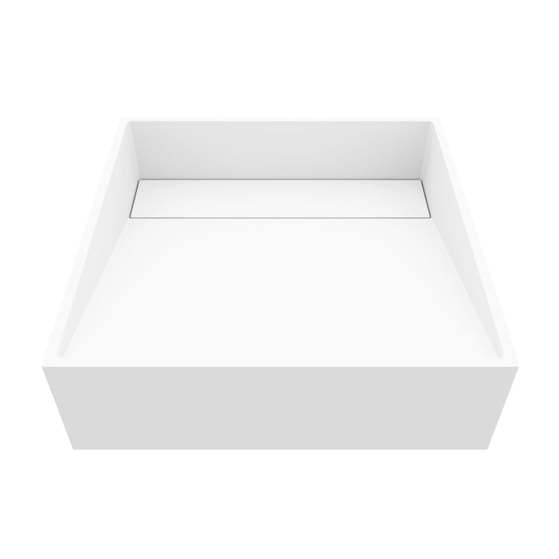 VIGO Starr Modern MatteStone 15x15-in Deep White Bathroom Sink/Basin with Square Vessel M7