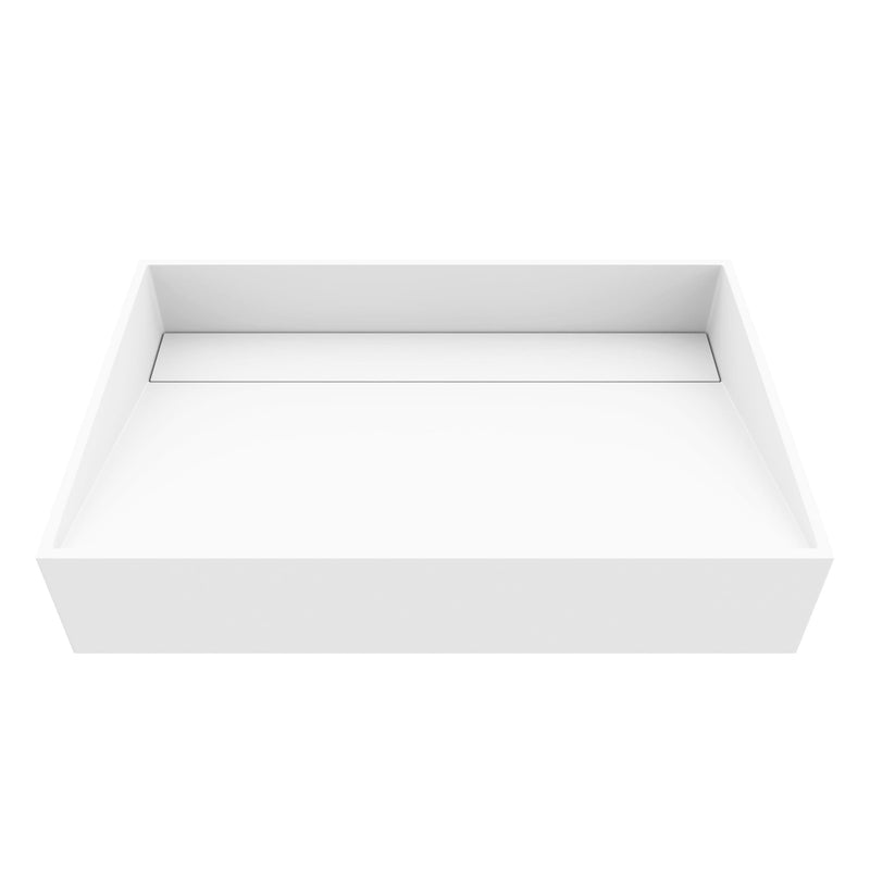 VIGO Starr Modern MatteStone 23x15-in Deep White Bathroom Sink/Basin with Rectangular Vessel P1