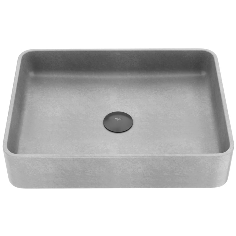 VIGO Tarragona Gothic ConcretoStone 19x14-in Deep Grey Bathroom Sink/Basin with Rectangular Vessel L6