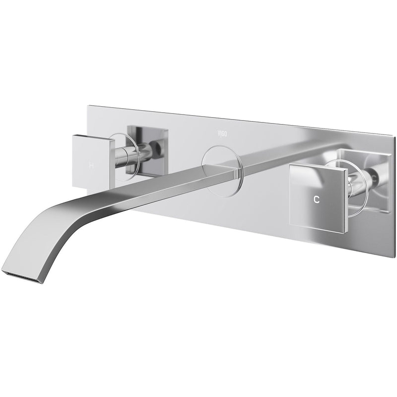 VIGO Titus Wall Mount Dual Handle Bathroom Sink Faucet, Eco-Friendly 1.2 GPM Flow Rate, Chrome H5