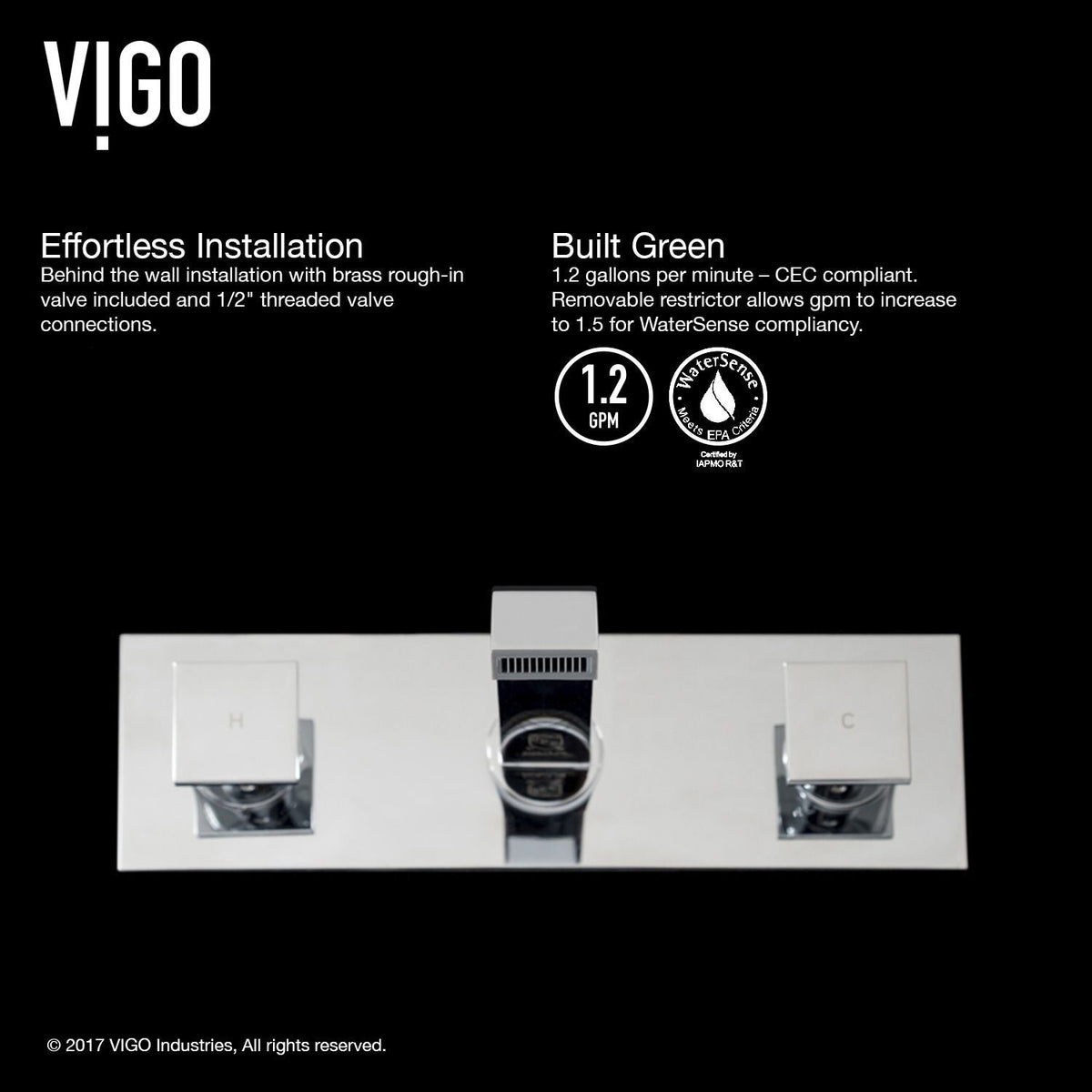 VIGO Titus Wall Mount Dual Handle Bathroom Sink Faucet, Eco-Friendly 1.2 GPM Flow Rate, Chrome