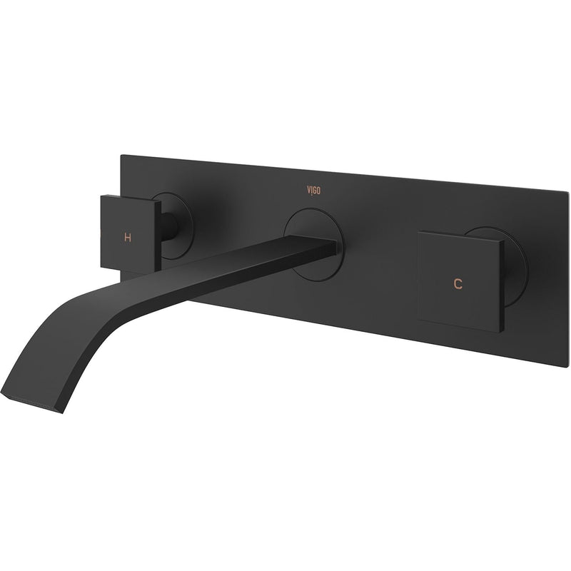 VIGO Titus Wall Mount Dual Handle Bathroom Sink Faucet, Eco-Friendly 1.2 GPM Flow Rate, Matte Black W5