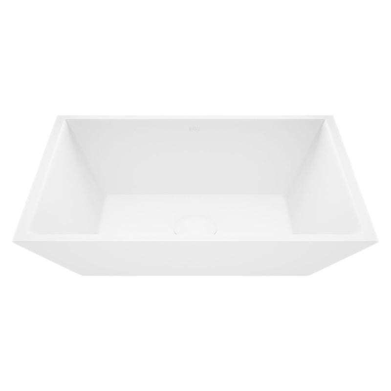 VIGO Vinca Matte Stone Vessel Bathroom Sink/Basin with Deep Bowl, White D9