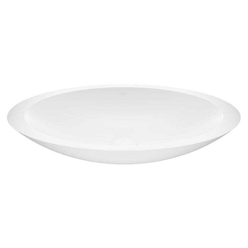 VIGO Wisteria Matte Stone Circular Vessel Bathroom Sink/Basin with Deep Bowl, White S6