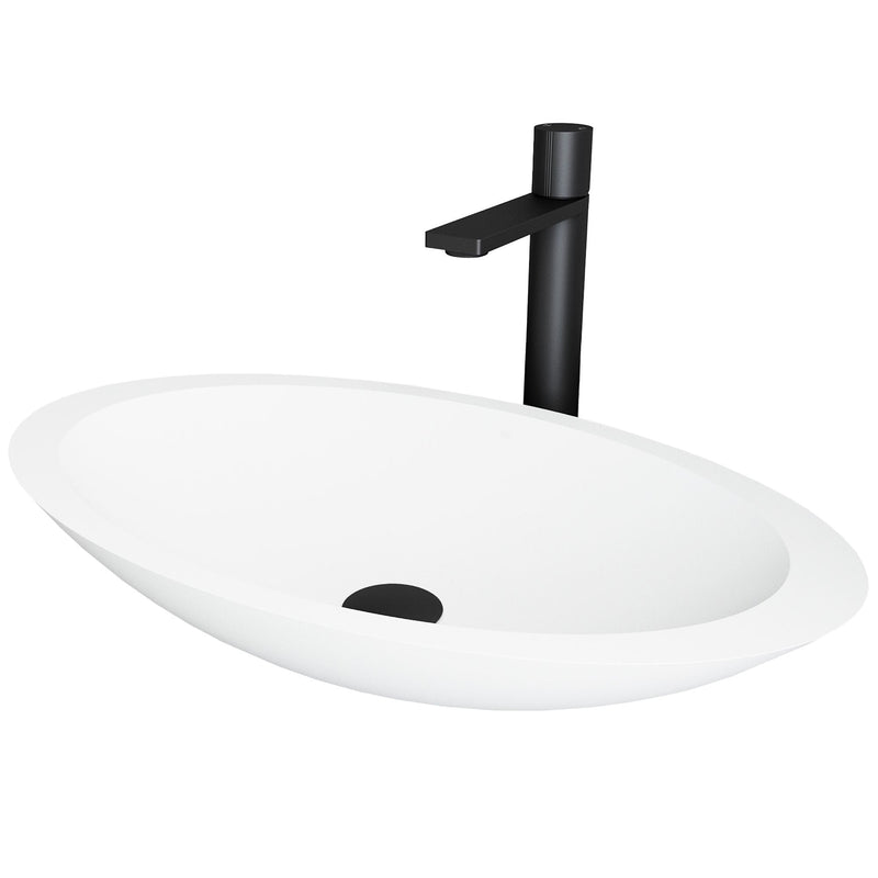 VIGO Wisteria MatteStone White Bathroom Sink/Basin Set with Gotham Faucet and Oval Composite Vessel X5
