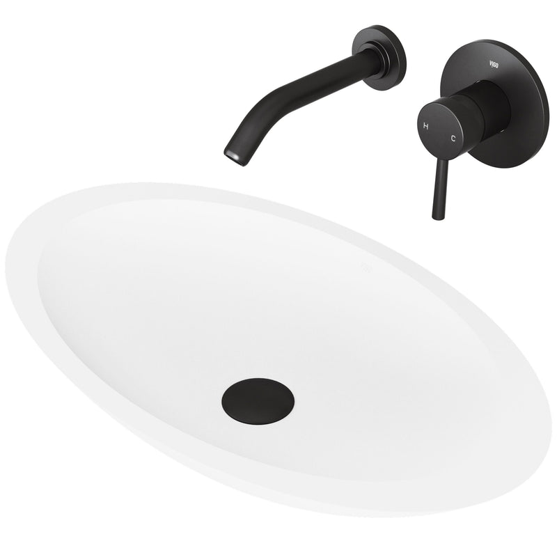 VIGO Wisteria White Bathroom Sink Set with Matte Black Olus Faucet U6