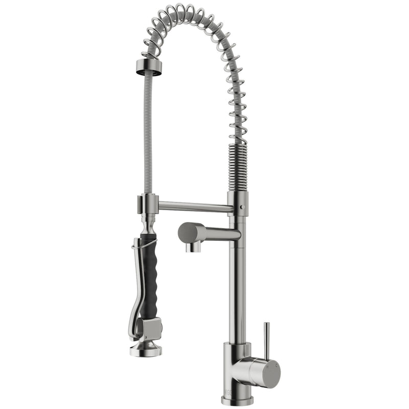 VIGO Zurich Single Handle Pull Down Spray Kitchen Faucet, Stainless Steel J5