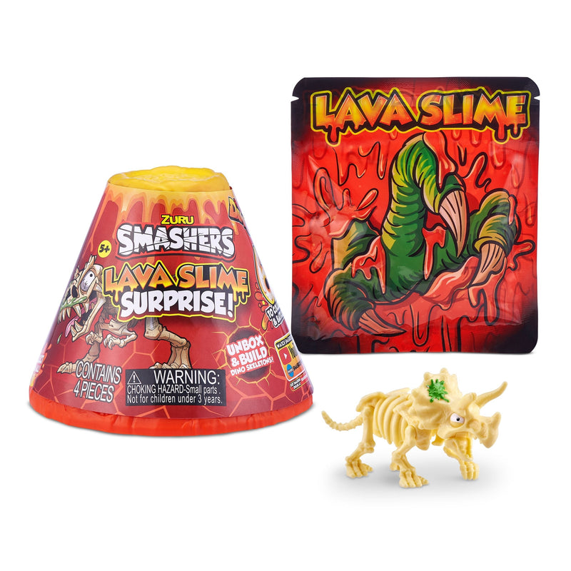 Volcano Lava Slime with Dinosaur Toy Favour, Multi-Coloured, 4-pk, Ages 5+, for Arts & Crafts/Birthday Favour H2