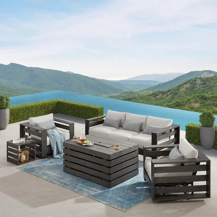 Whitney 5-piece Patio Conversation Set with Fire Table F0
