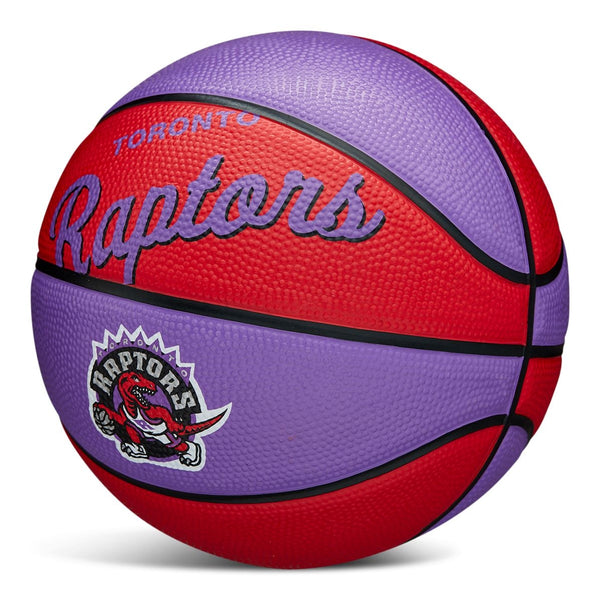 Wilson NBA Toronto Raptors Kids' Mini Outdoor Basketball, Size 3 (22.5-in), Purple/Red B5