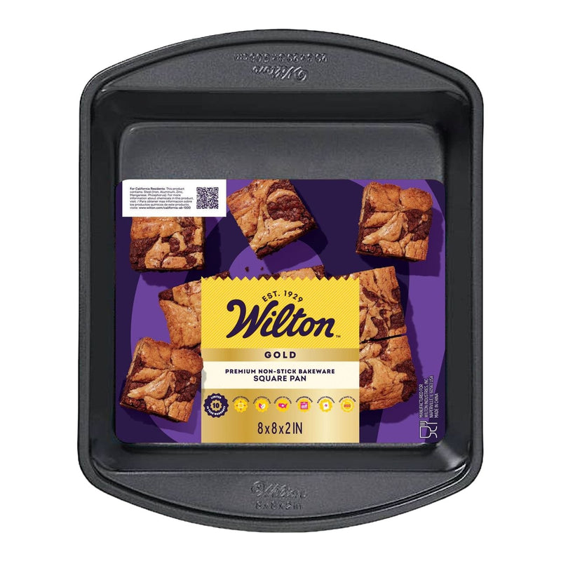 Wilton Gold Premium Non-Stick Bakeware Square Cake Pan, 8x8x2-in D8