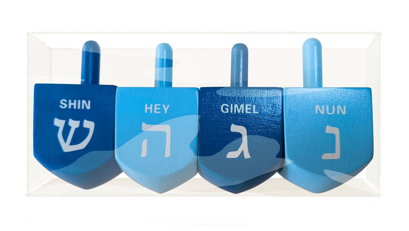 Wooden Dreidel Set, Multi-Coloured, 4-pc, for Hanukkah F9
