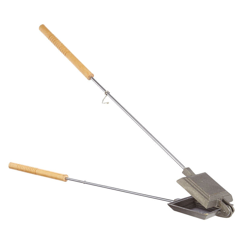 Woods Cast Iron Non-Stick Camping Sandwich Toaster with Long Handle, 4x4-in D9