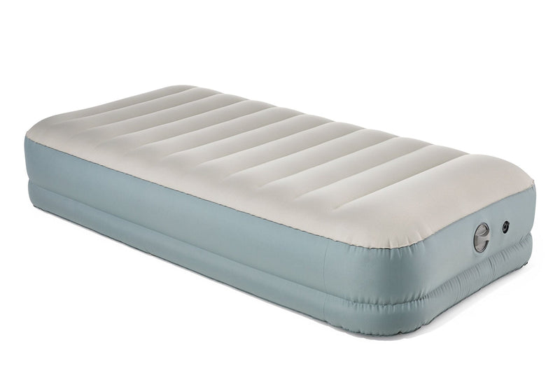 Woods Double High Toughguard Inflatable Air Bed with Rechargeable Pump, Twin, Grey O2