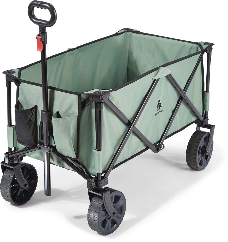 Woods Outdoor Collapsible Folding Utility Adventure Hauler Wagon with Carry Bag, 225-lb Capacity, Sea Foam F7