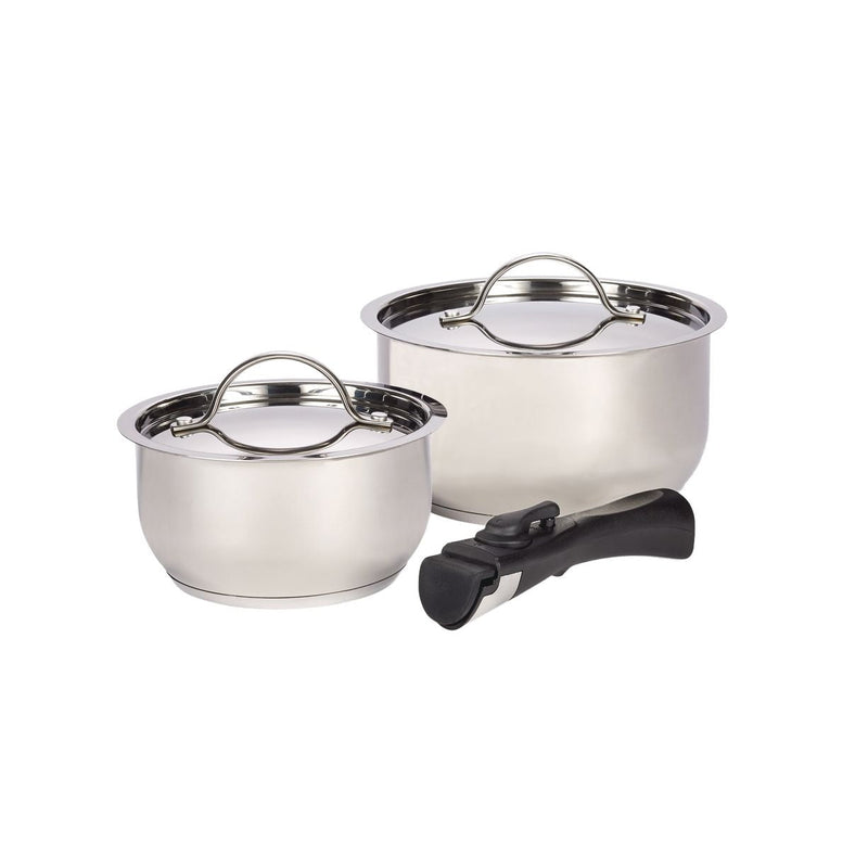 Woods Provision Stainless Steel Camping Cook Pot Set, Made in Canada, 3-pc K7
