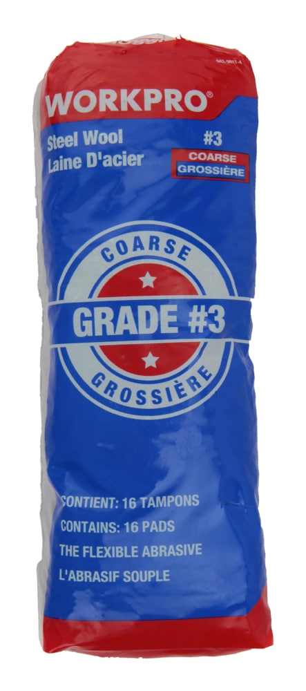 Workpro Steel Wool Pads, Surface Cleaning, Paint Removal & Restoration, Coarse Grade 3, 16-pk A3