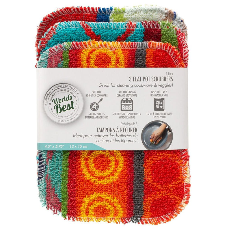 World's Best Multi-Surface Flat Pot Scrubber, 3-pk N5