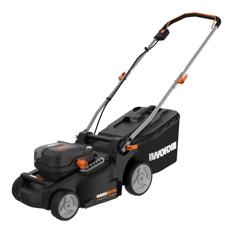 Worx WG737 Nitro 40V PowerShare 2-in-1 Brushless Cordless Push Poly Mower, 16-in with (2) PowerShare Pro 4.0Ah Batteries C2