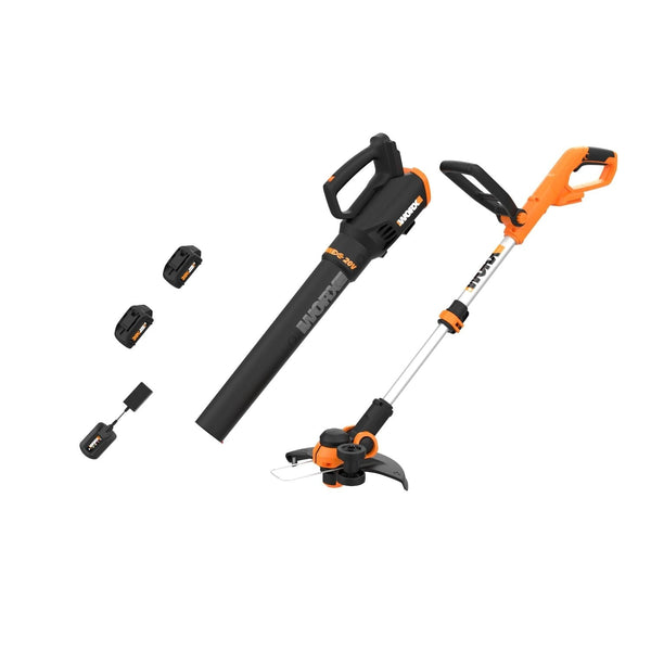 WORX WG929 20V Power Share Cordless Grass Trimmer & Leaf Blower Combo Kit D8
