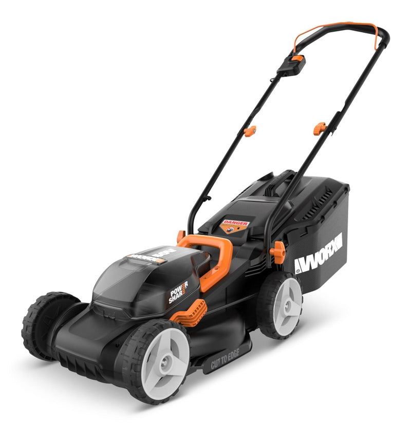 Worx WG934 Power Share 2x20V 2-in-1 Combo Kit, WG779 40V Cordless Mower, 14-in + WG163.9 20V Cordless Grass Trimmer/Edger, 12-in T7