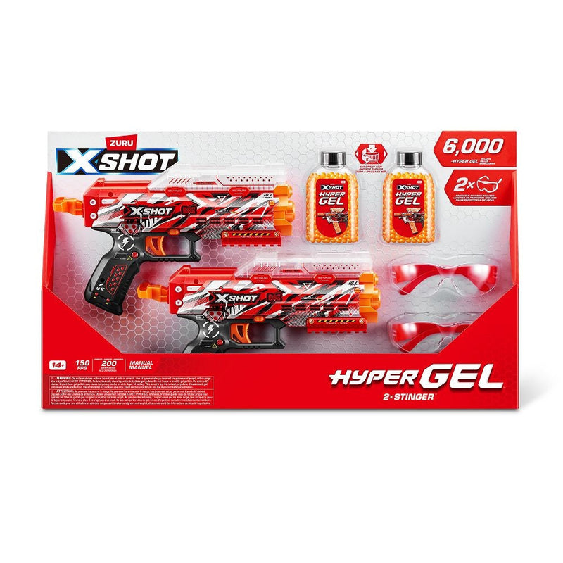X-Shot Hyper Gel Stinger Blaster with 6000 Hyper Gel Rounds, 2-Pack J3