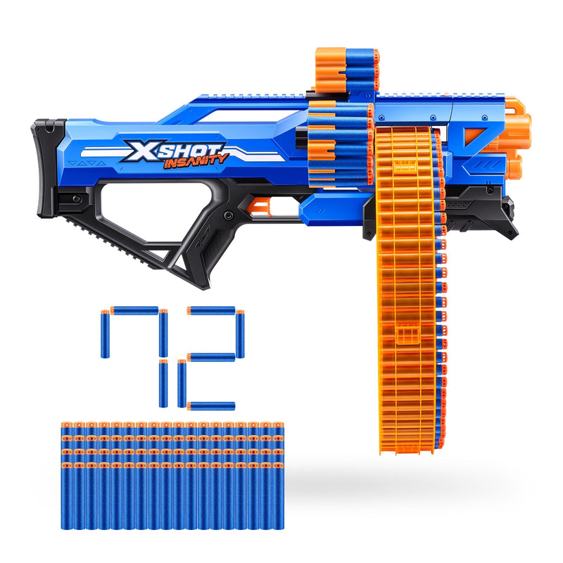 X-Shot Insanity S1 Mad Mega Barrel Dart Blaster, 72-Darts, Ages 8+ V7
