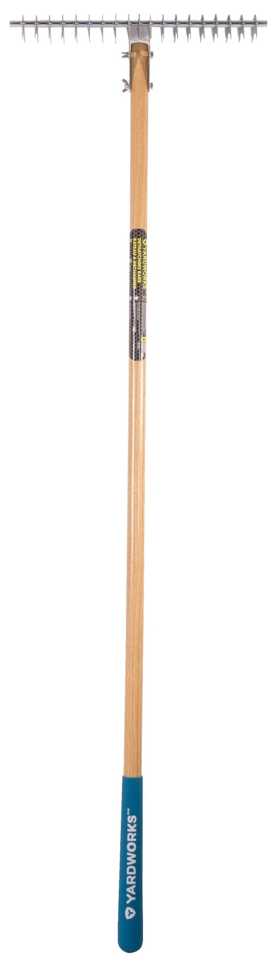Yardworks 15-in Wide Metal 19-Tine Thatch Rake, 54-in Ash Wood Shaft E4