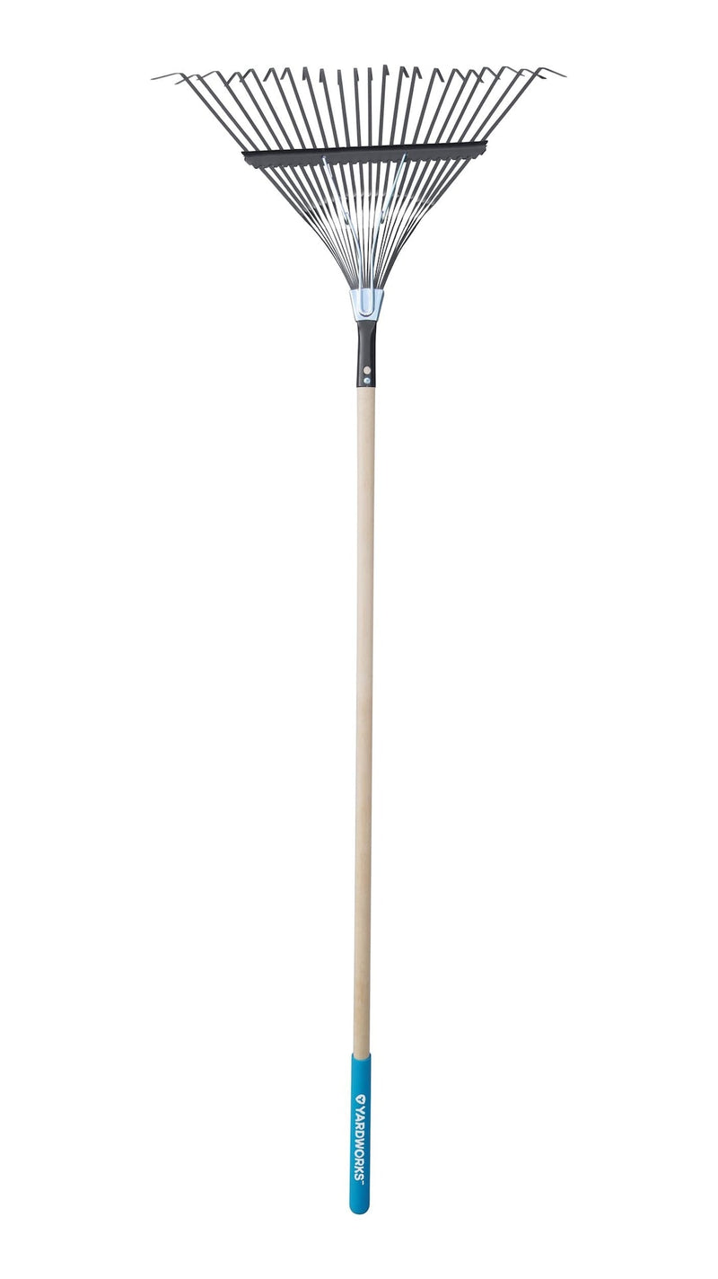 Yardworks 22-in Wide Metal 22-Tine Leaf Rake, 48-in Hardwood Shaft B3