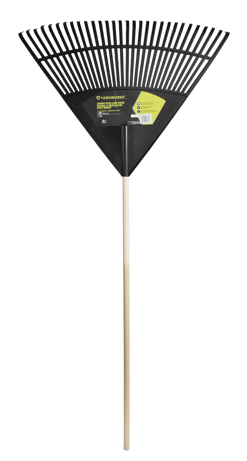 Yardworks 30-Tine Jumbo Leaf Rake with Hardwood Shaft, 30-in T6