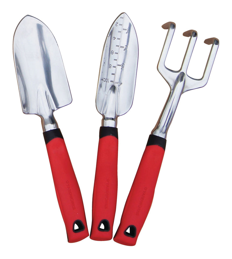 Yardworks Aluminium Garden Tool Set with Rubber Handles, Assorted Colours, 3-pc V2