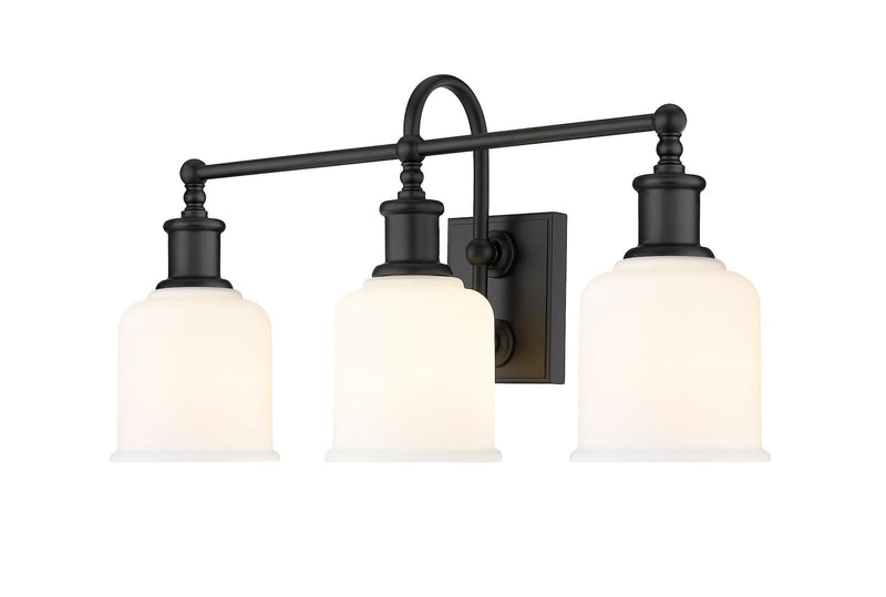 Z-Lite Bryant 3-Light Vanity Light, Black with Opal Shade K2