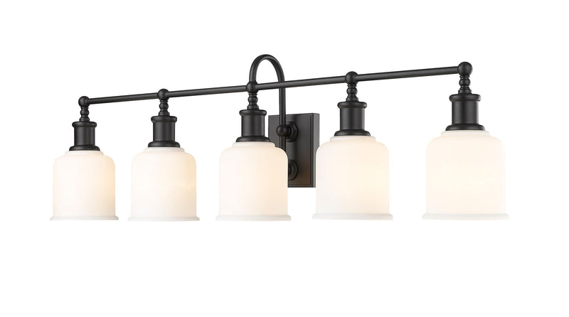 Z-Lite Bryant 5-Light Vanity Light, Black with Opal Shade K5