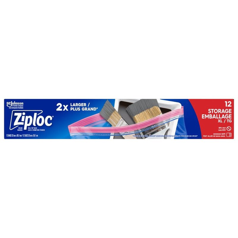 Ziploc Extra Large Reclosable Food Storage Bags, Reusable, 12-pk R1