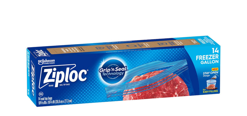 Ziploc Large Plastic Freezer Bags, 3.78-L, 14-pk R9