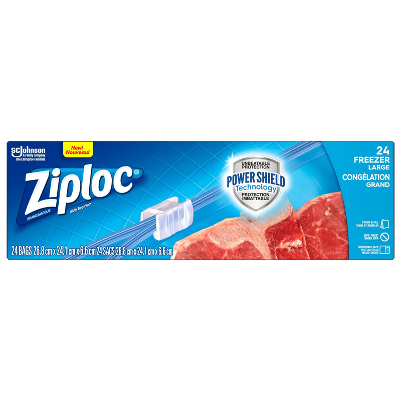 Ziploc Large Slider Plastic Freezer Bag, 950-mL, 24-pk Z3