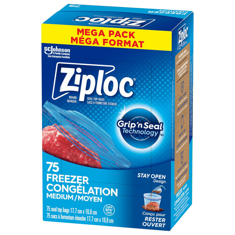 Ziploc Medium Plastic Freezer Bags Mega Pack, 520-mL, 75-pk A1