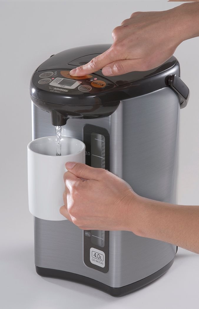 Zojirushi Electric Hot Water Boiler, Warmer & Dispenser, Black/Stainless Steel, 4-L W3