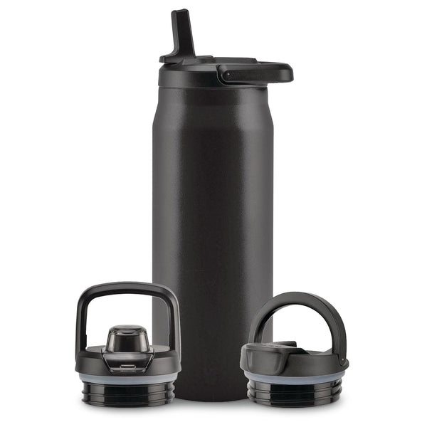 Zulu Core Vacuum Insulated Stainless Steel Bottle, 32-oz, Black, with Multi Lid X0