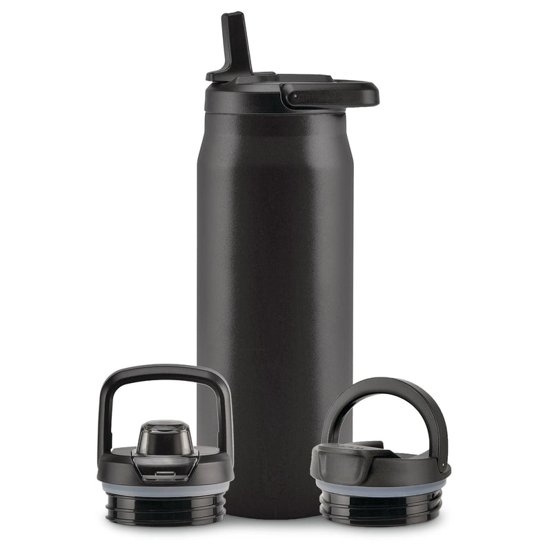 Zulu Core Vacuum Insulated Stainless Steel Bottle, 32-oz, Black, with Multi Lid X0