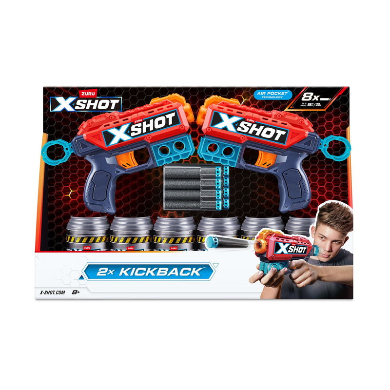 Zuru X-Shot Excel Double Kickback Dart Blaster, Includes 6 Cans & 8 Darts, 2-pk, Ages 8+ C9