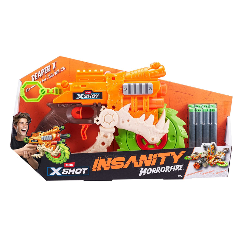 Zuru X-Shot Insanity HorrorFire Reaper X Dart Blaster with Saw Blade, Includes 8-Darts, Ages 8+ T8