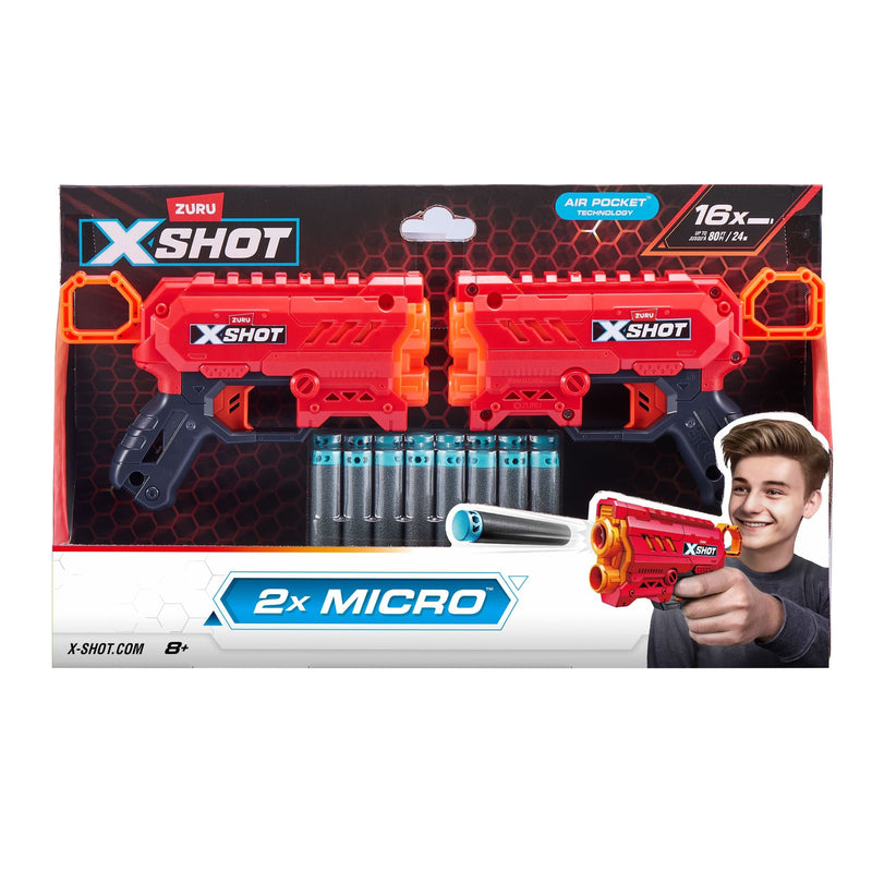 Zuru X-Shot Micro Foam Dart Blaster, Includes 16 Darts, 2-pk, Ages 8+ N3