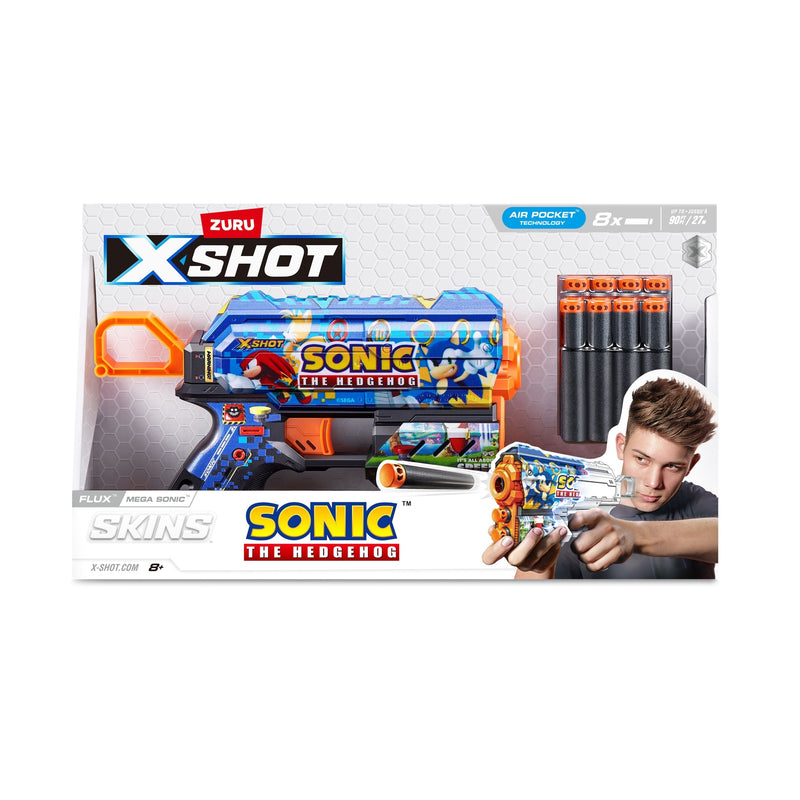 Zuru X-Shot Skins Sonic the Hedgehog Flux Blaster, Includes 8 Darts, Ages 8+ B2