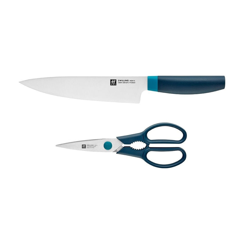 Zwilling Now Multi-Purpose Stainless Steel Chef's Knife & Scissors/Shears Set, Blue, 2-pc V9